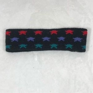 Vintage Ceau Mar Colored Stars Black Winter Snow Knit Headband Sweatband OSFM